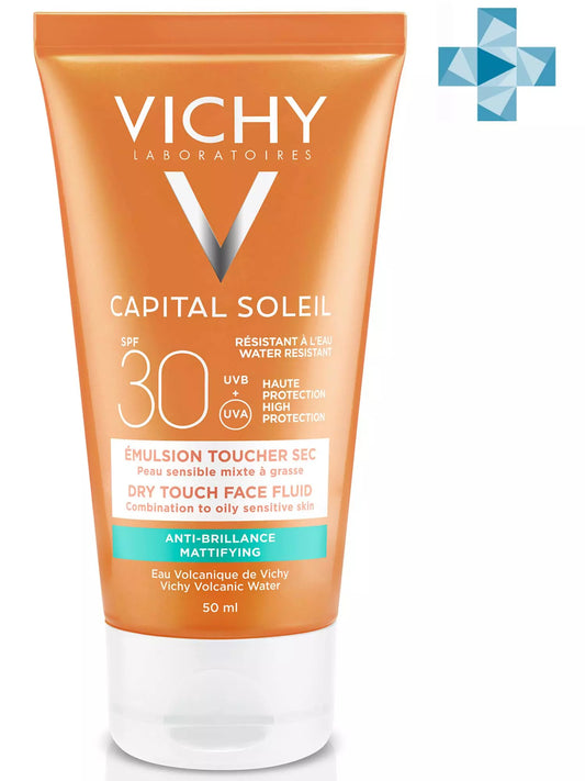 كريم فيشي إيديال سوليل ماتيفاينج فيس دراي تاتش SPF30 كريم الوجه الواقي من الشمس لتأثير مات، 50 مل